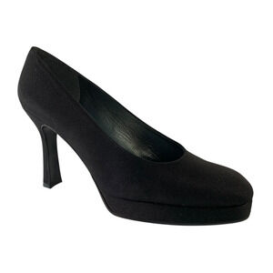 VTG STUART WEITZMAN Women size 8 Black Fabric Pisa Platform Pumps